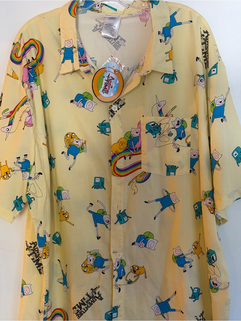 NWT Cartoon Network Adventure Time Button Upfront With Short Sleeves Sz XXL